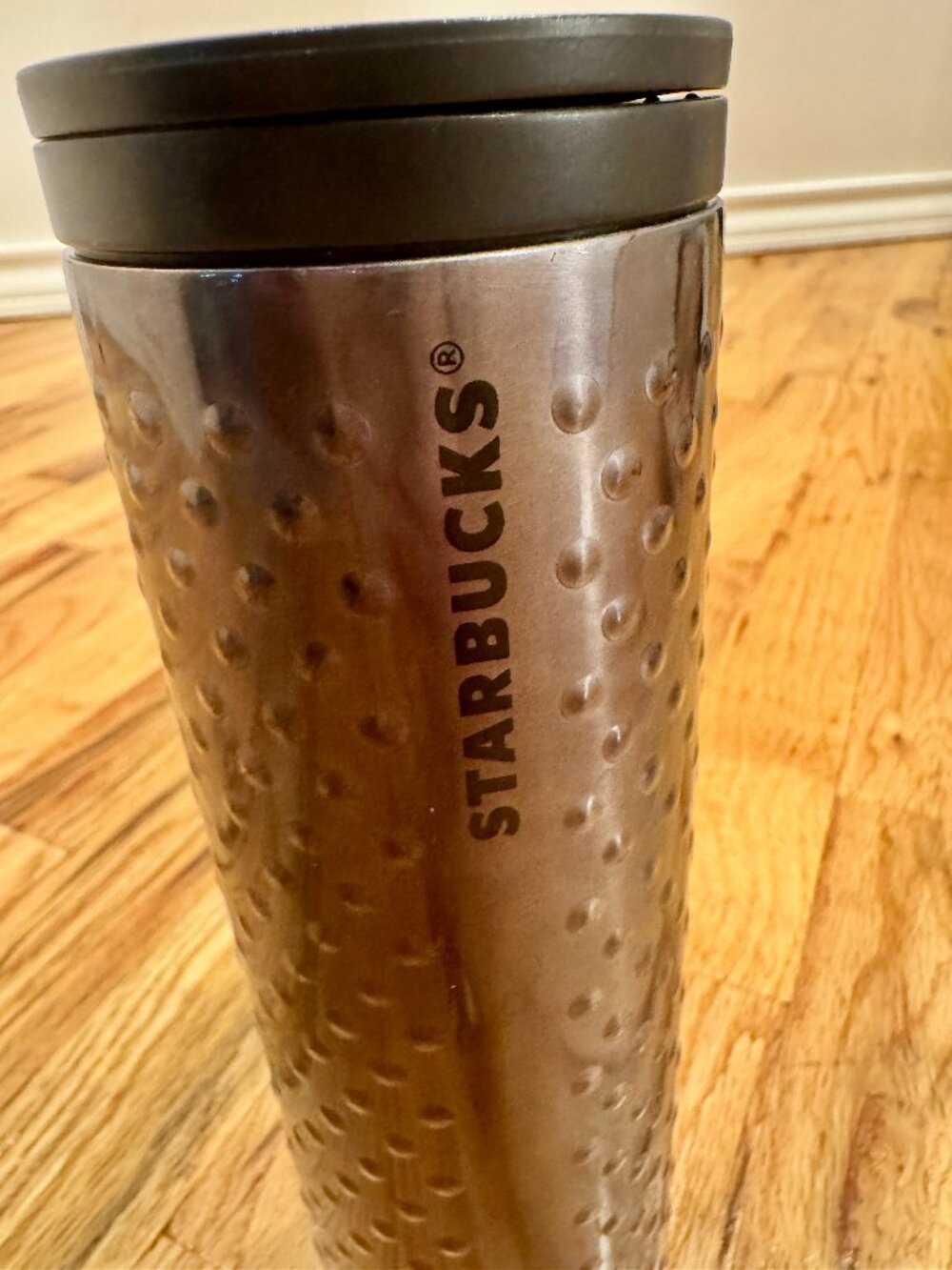 Starbucks 2012 Vintage Stainless Steel Tumbler Brown Bronze Dimpled Dot 16oz - Picture 2 of 9